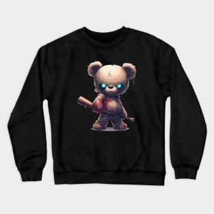 Spooky teddy bear with baseball bat Crewneck Sweatshirt